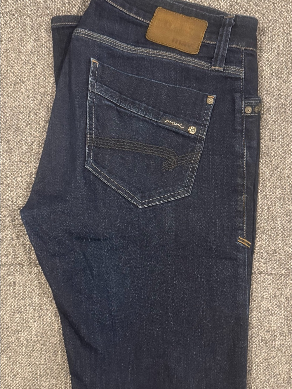 Mavi Men’s Indigo Slim Straight Jeans with Brown Patch